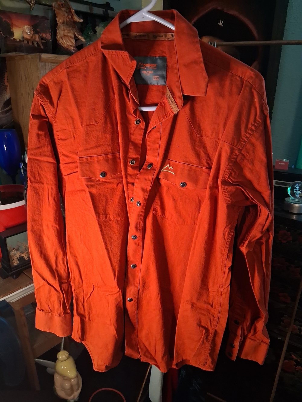 Denver Hayes Orange Long-Sleeve Casual Button-Down Shirt